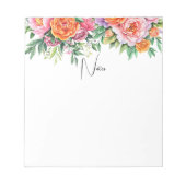 Elegant Pink Peonies Floral Notepad Notizblock (Vorderseite)