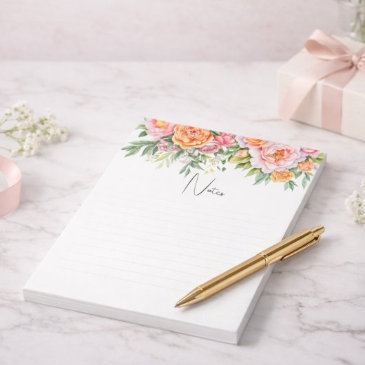Elegant Pink Peonies Floral Notepad Notizblock