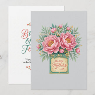 Elegant Pink Peonies Mother's Day Card - Vintage G Karte