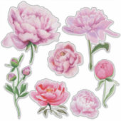 Elegant Pink Peony  Aufkleber (Vorderseite)