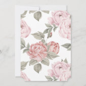 Elegant Pink Peony Baby's 1. Geburtstag & Taufe Einladung (Rückseite)