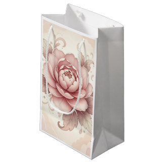 Elegant Pink Peony Floral Kleine Geschenktüte