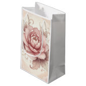 Elegant Pink Peony Floral Kleine Geschenktüte (Rückseite Schrägansicht)