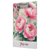Elegant Pink Peony Floral Klemmbrett (Links)