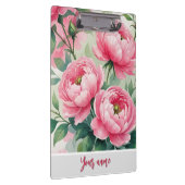 Elegant Pink Peony Floral Klemmbrett (Rechts)