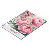 Elegant Pink Peony Floral Notebook Notizblock (Linke Seite)