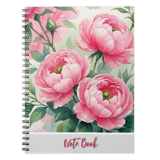 Elegant Pink Peony Floral Notebook Notizblock (Vorderseite)
