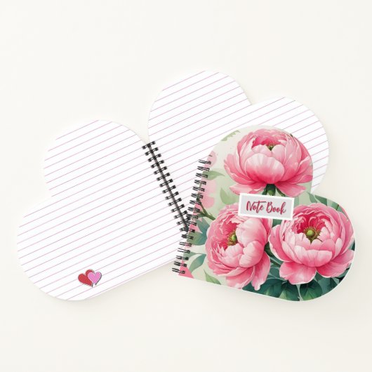 Elegant Pink Peony Floral Notebook Notizblock (Innenseite)