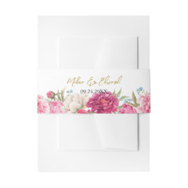 Elegant Pink Peony Florals Wedding Einladungsbanderole