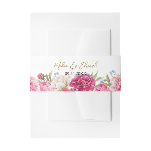 Elegant Pink Peony Florals Wedding Einladungsbanderole (Vorderseite Beispiel)