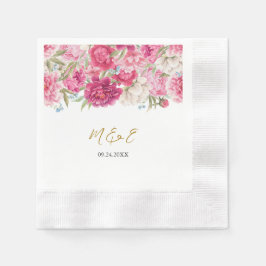 Elegant Pink Peony Florals Wedding Napkins Serviette