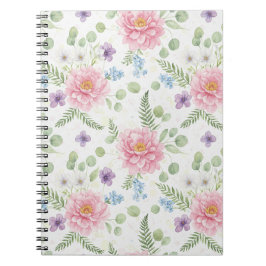 Elegant Pink Peony & Lavender Watercolor Floral Notizblock