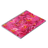 Elegant Pink Peony Stilvolle Kalligraphie Monogram Notizblock (Linke Seite)