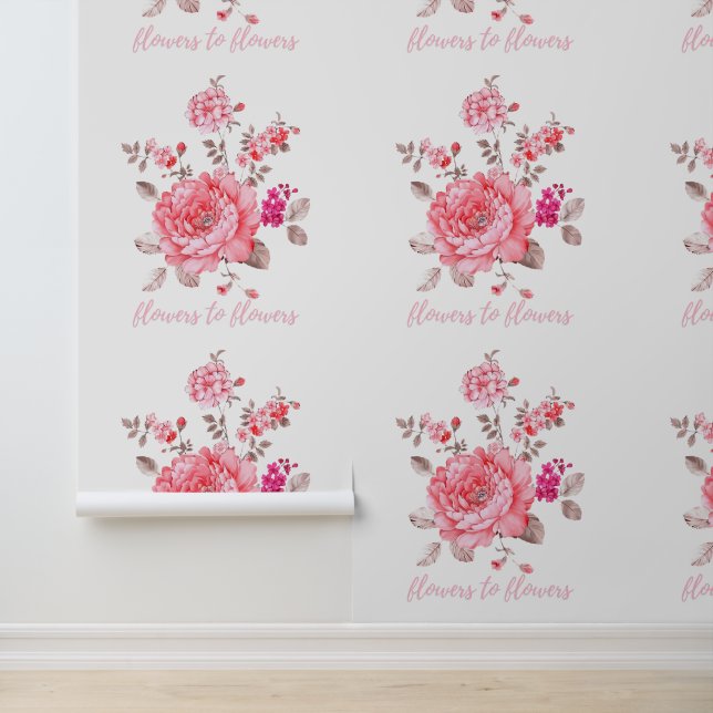 Elegant Pink Peony Textured Vinyl Floral Tapete (Anwendung)