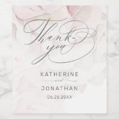 Elegant Pink Petal Floral Script Hochzeit Vielen D Weinetikett (Einzelnes Label)