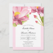 Elegant Pink Pink Lotus Wedding Einladung (Vorderseite)