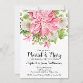 Elegant Pink Poinsettia Christmas Wedding Brunch Einladung (Vorderseite)