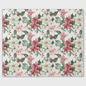 Elegant Pink Poinsettias Weihnachten Geschenkpapier (Flach)