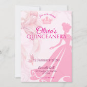 Elegant Pink Princess Quinceañera Invitation (Vorderseite)