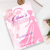 Elegant Pink Princess Quinceañera Invitation