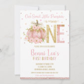 Elegant Pink Pumpkin 1. Geburtstag 1 Mädchen Einladung (Vorderseite)