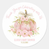 Elegant Pink Pumpkin Baby Duwer Gefallen Vielen Da Runder Aufkleber (Vorderseite)