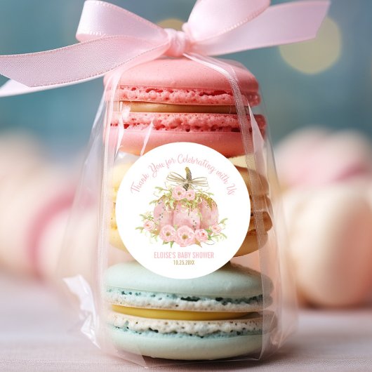 Elegant Pink Pumpkin Baby Duwer Gefallen Vielen Da Runder Aufkleber