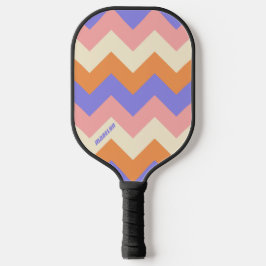 Elegant Pink Purple Chevron Pattern Custom Name Pickleball Schläger