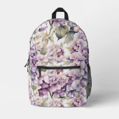 Elegant pink purple watercolor hydrangeas  bedruckter rucksack (Vorderseite)