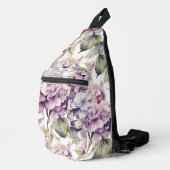 Elegant pink purple watercolor hydrangeas  crossbody bag (Rechte Ecke)