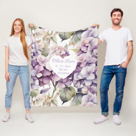 Elegant pink purple watercolor hydrangeas  fleecedecke