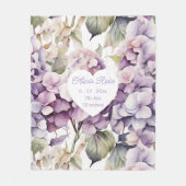 Elegant pink purple watercolor hydrangeas  fleecedecke (Vorderseite)