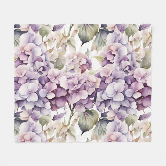 Elegant pink purple watercolor hydrangeas  fleecedecke (Vorderseite (Horizontal))