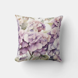 Elegant pink purple watercolor hydrangeas  kissen