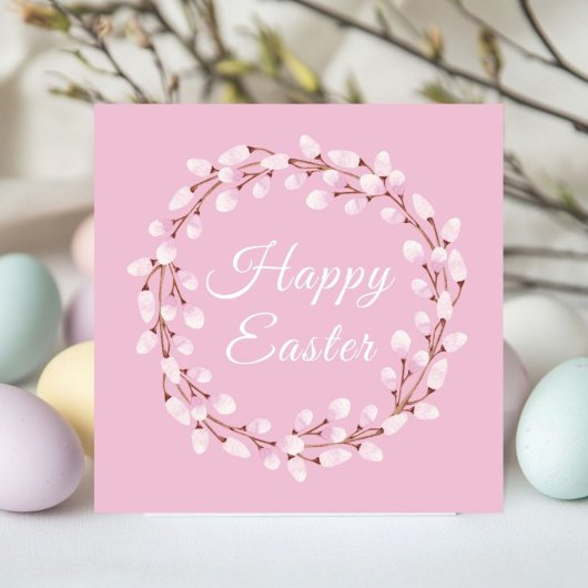 Elegant Pink Pussy Willow Easter Feiertagskarte
