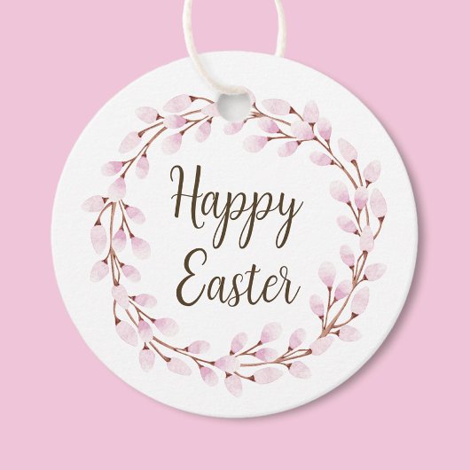 Elegant Pink Pussy Willow Happy Oaster Geschenkanhänger