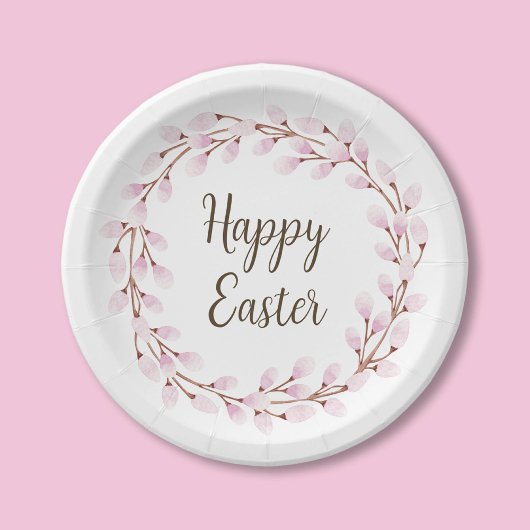 Elegant Pink Pussy Willow Happy Oaster Pappteller