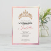 Elegant Pink Quinceanera 15th Birthday Einladung (Stehend Vorderseite)