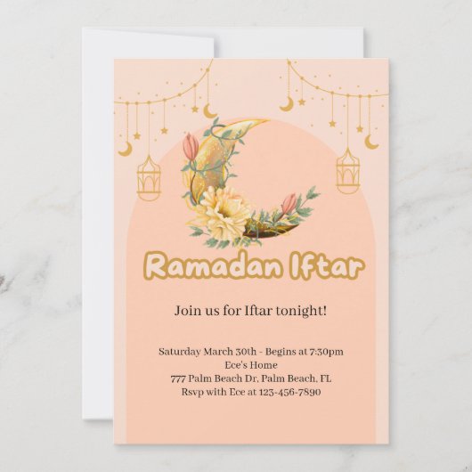 Elegant Pink Ramadan Iftar Einladung (Vorderseite)