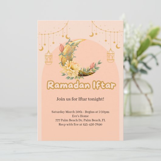 Elegant Pink Ramadan Iftar Einladung (Stehend Vorderseite)