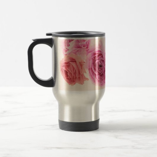 Elegant pink Ranunculus Reisebecher (Links)