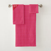 Elegant Pink Red Hearts Valentine Bath Towel Badhandtuch Set (Insitu)