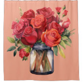 Elegant Pink Red Roses Shower Curtain Duschvorhang (Vorderseite)