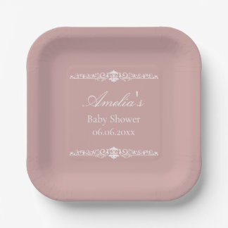 Elegant Pink Regency Style Baby Shower Pappteller