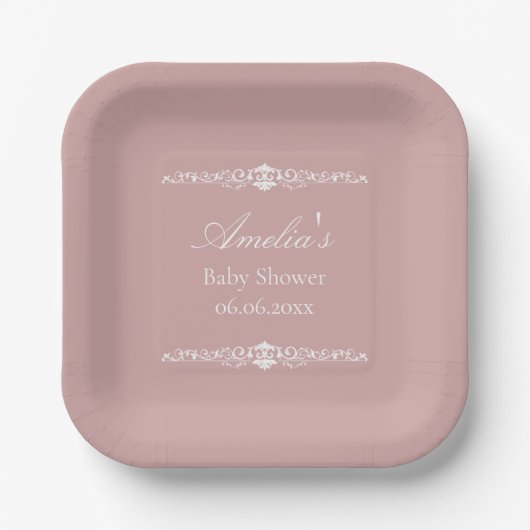 Elegant Pink Regency Style Baby Shower  Pappteller (Vorderseite)