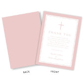 Elegant Pink Religious Cross Girl Baptism Dankeskarte