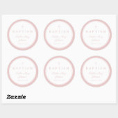 Elegant Pink Religious Cross Girl Baptism  Runder Aufkleber (Blatt)
