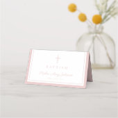 Elegant Pink Religious Girl Baptism Platzkarte (Rückseite)