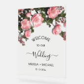 Elegant Pink Romantic 3D Roses Wedding Acrylschild (Winkel)