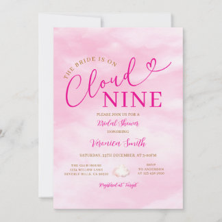 Elegant Pink Romantic Cloud Nine Bridal Shower Einladung